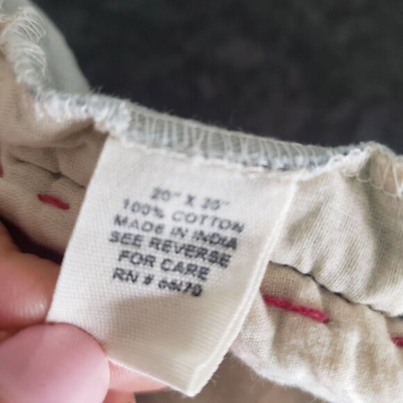 Anthropologie Embroidered Cotton Indian Block Print Reversible Pillow Cover 20" - Picture 11 of 16